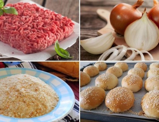Nguyên liệu cho cách làm hamburger thịt bò